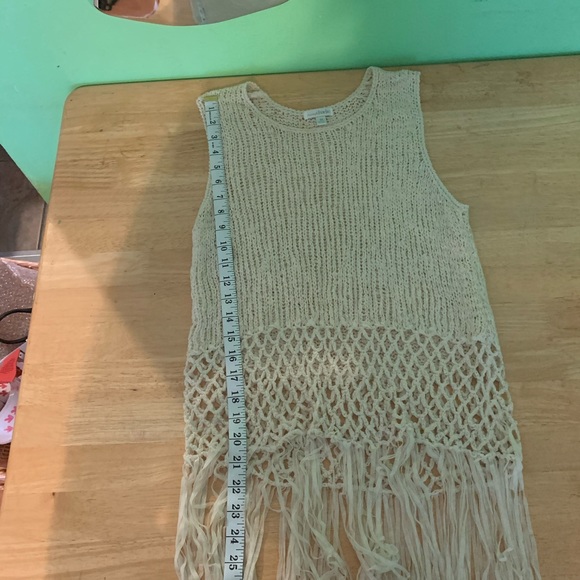 Charming Charlie Cream Light Mesh Boho Top Size M - Picture 5 of 7